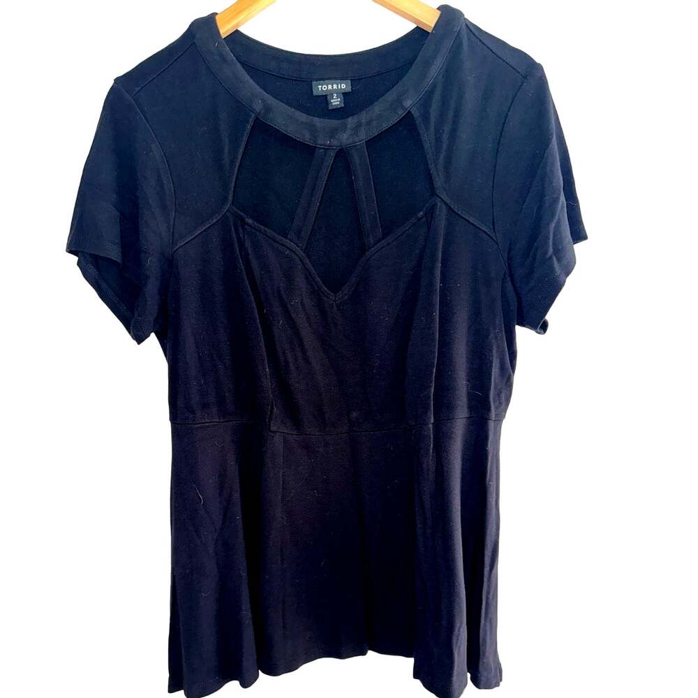 Torrid Plus Size 2X Black Sexy Sweetheart Romantic Neckline Office Blouse Shirt